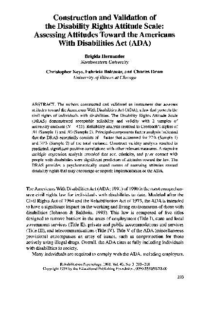 (PDF) Construction and validation of the Disability Rights Attitude ...
