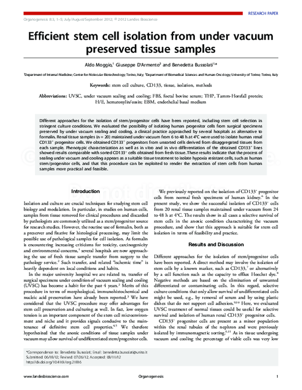 (PDF) Efficient stem cell isolation from under vacuum preserved tissue ...