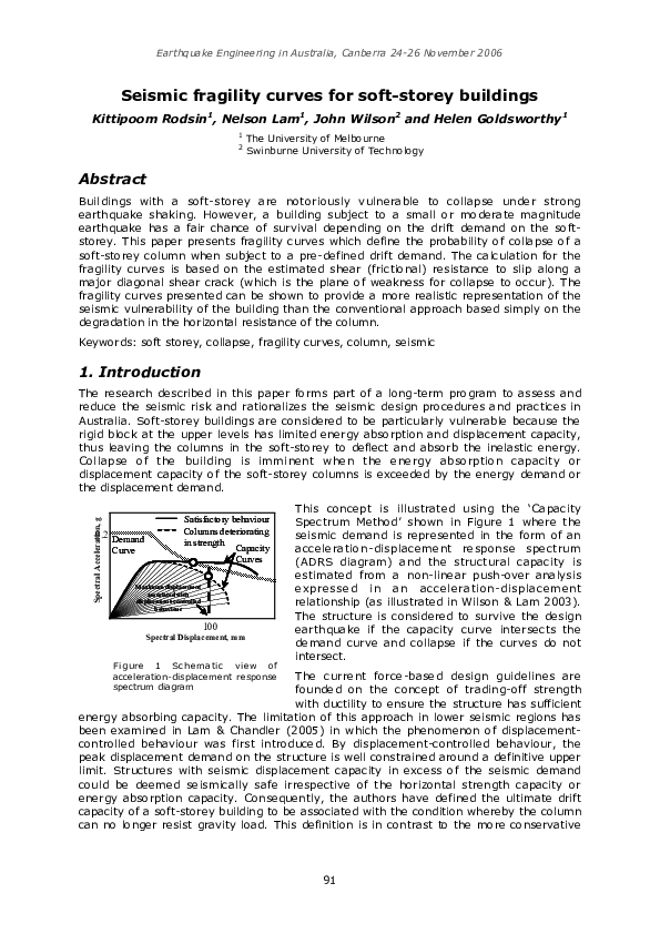 (PDF) Seismic fragility curves for soft-storey buildings