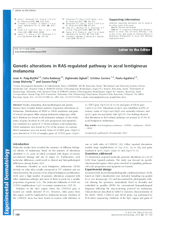 (PDF) Somatic BRAF and NRAS Mutations in Familial Melanomas with Known ...