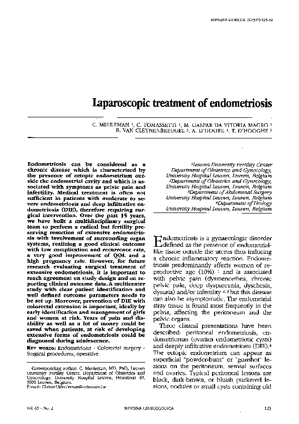 (PDF) Laparoscopic treatment of endometriosis