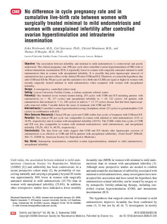 (PDF) No difference in cycle pregnancy rate and in cumulative live ...