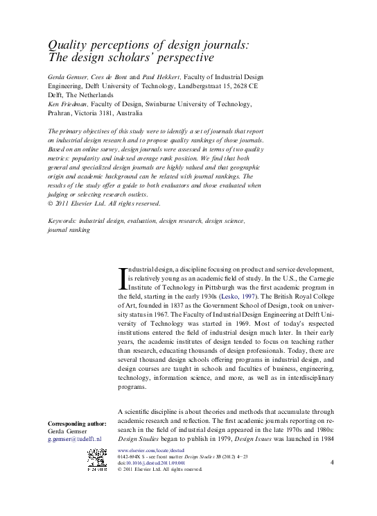 (PDF) Quality perceptions of design journals The design scholars