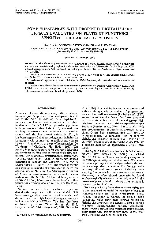 (PDF) Some substances with proposed digitalislike effects evaluated on