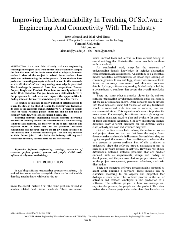 (PDF) Improving understandability in teaching of software engineering ...