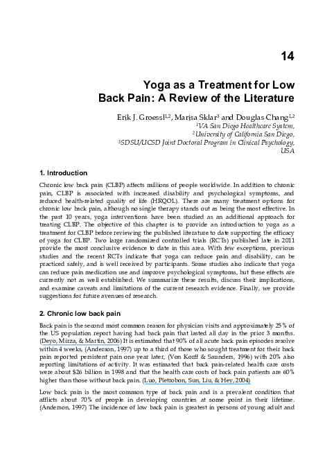 (PDF) Yoga as a Treatment for Low Back Pain: A Review of the Literature