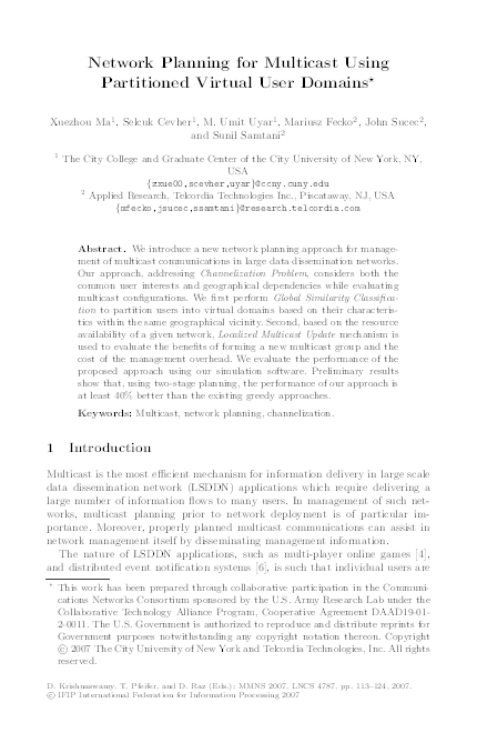 (PDF) Network Planning for Multicast Using Partitioned Virtual User Domains