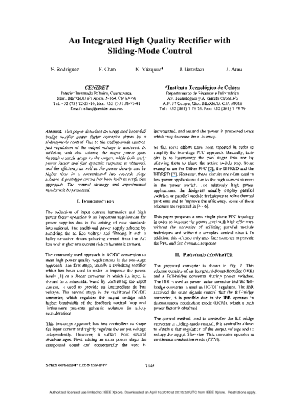 (PDF) An integrated high quality rectifier with sliding-mode control