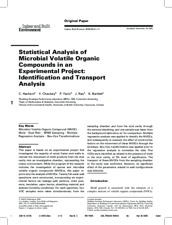 (PDF) Statistical Analysis of Microbial Volatile Organic Compounds in ...