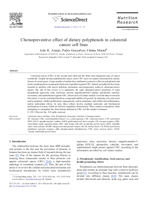 (PDF) Chemopreventive effect of dietary polyphenols in colorectal ...
