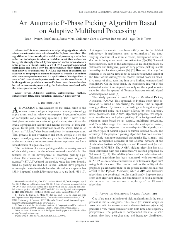 (PDF) An Automatic P-Phase Picking Algorithm Based on Adaptive ...