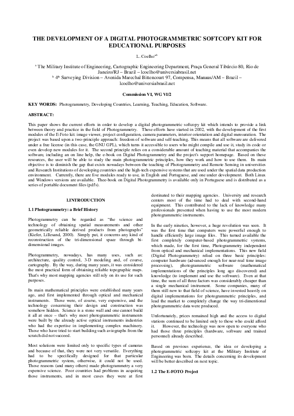 (PDF) THE DEVELOPMENT OF A DIGITAL PHOTOGRAMMETRIC SOFTCOPY KIT FOR ...