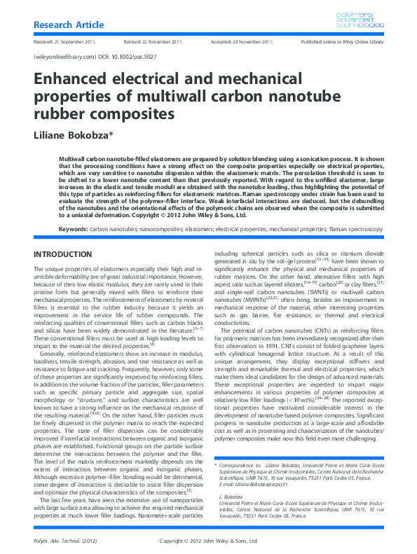 (PDF) Enhanced electrical and mechanical properties of multiwall carbon ...