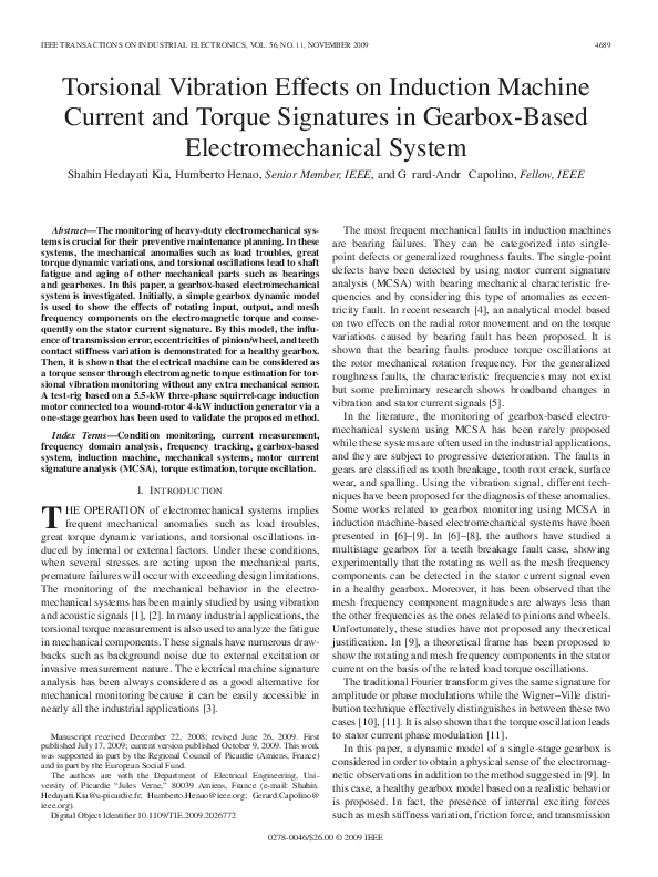 (PDF) Torsional Vibration Effects on Induction Machine Current and ...