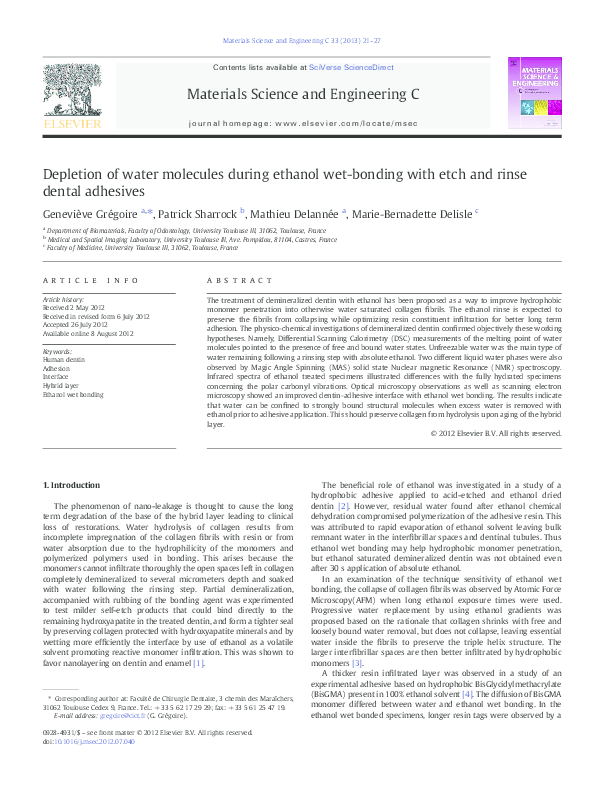 (PDF) Depletion of water molecules during ethanol wetbonding with etch