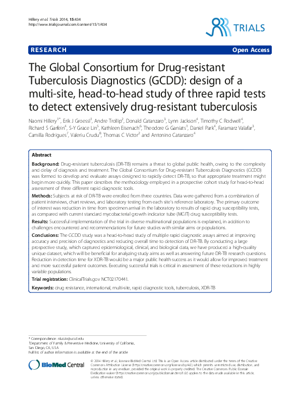 (PDF) The Global Consortium for Drug-resistant Tuberculosis Diagnostics ...