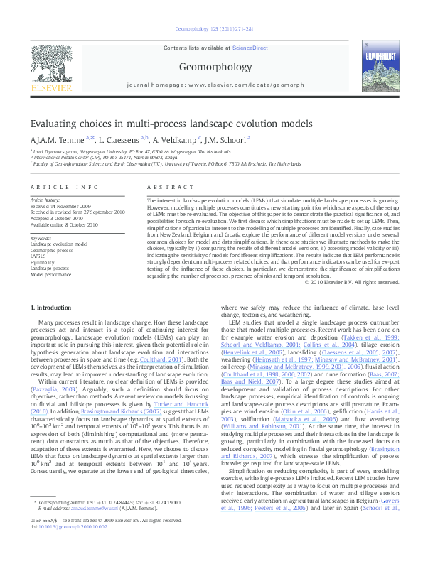 (PDF) Evaluating choices in multi-process landscape evolution models