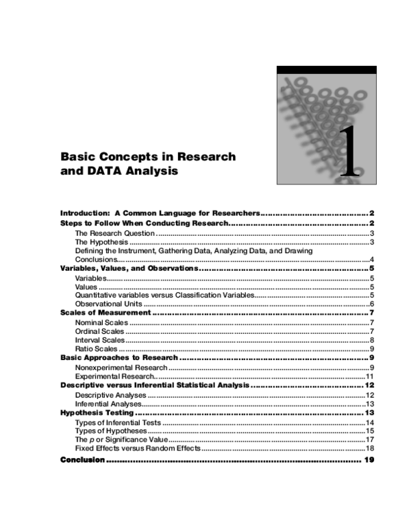 (PDF) Basic Concepts in Research and DATA Analysis