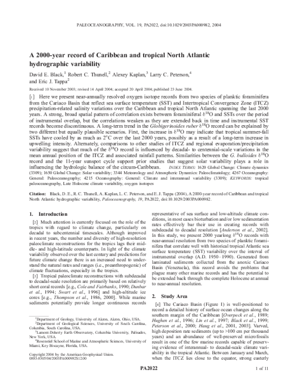 A 2000-year record of Caribbean and tropical North Atlantic hydrographic variability