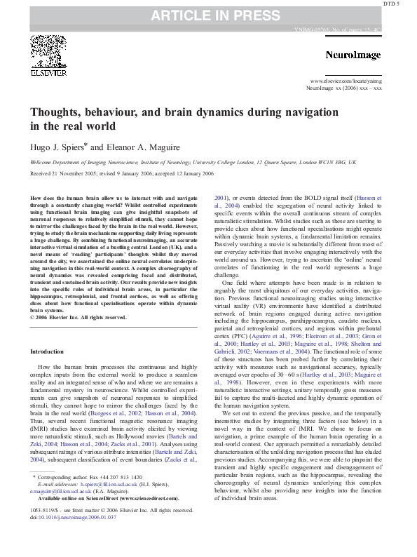 (PDF) Thoughts, behaviour, and brain dynamics during navigation in the ...