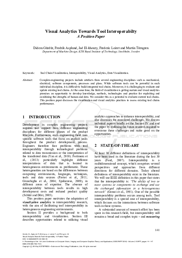 (PDF) Visual Analytics Towards Tool Interoperabilty A Position Paper