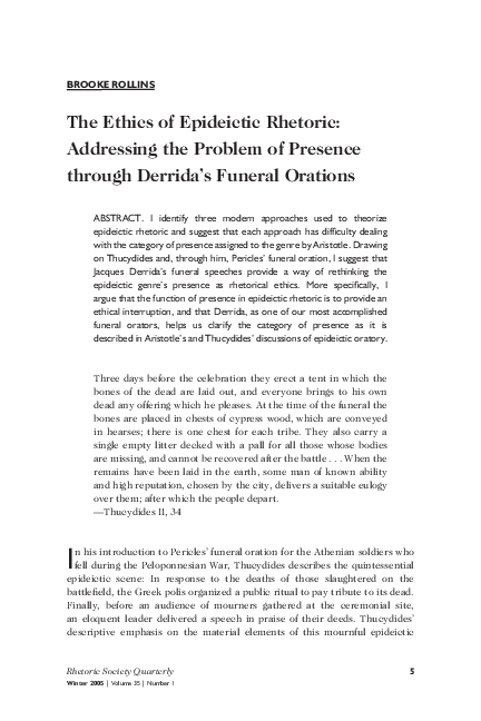 (PDF) The Ethics of Epideictic Rhetoric: Addressing the Problem of ...