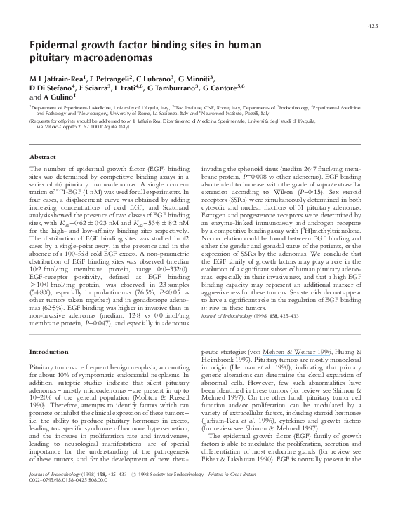 (PDF) Epidermal growth factor binding sites in human pituitary ...