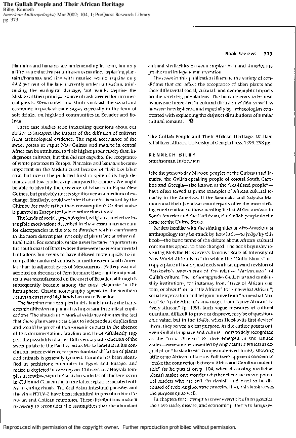 (PDF) Review of "The Gullah People and Their African Heritage," by