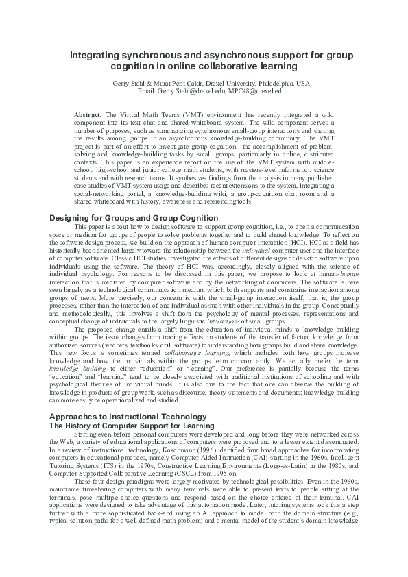 (PDF) Integrating synchronous and asynchronous support for group ...