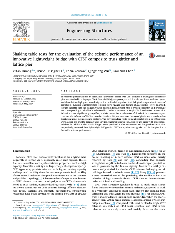 (PDF) Shaking table tests for the evaluation of the seismic performance ...