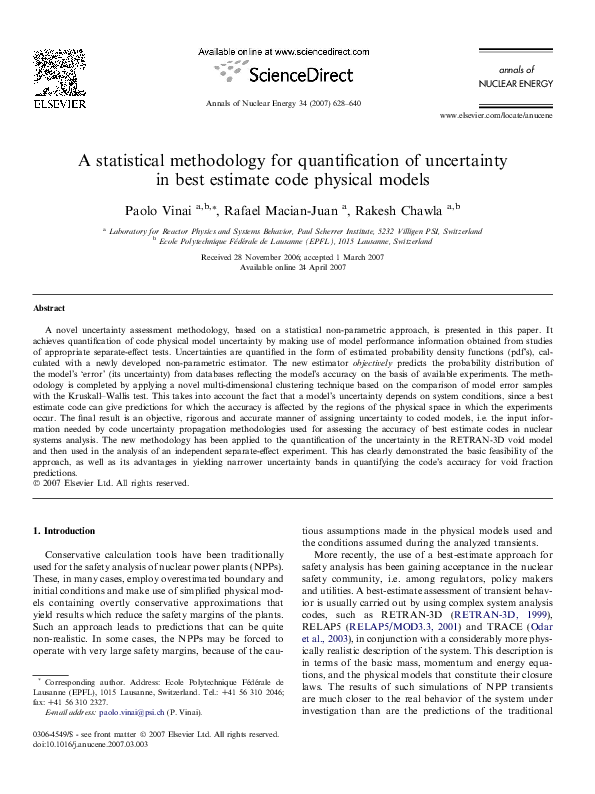 (PDF) A statistical methodology for quantification of uncertainty in ...