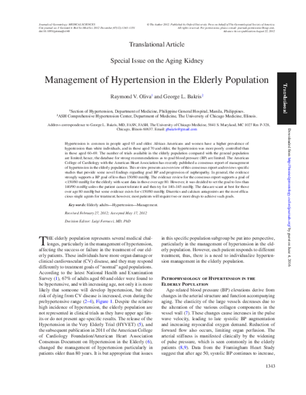 (PDF) Management of Hypertension in the Elderly Population