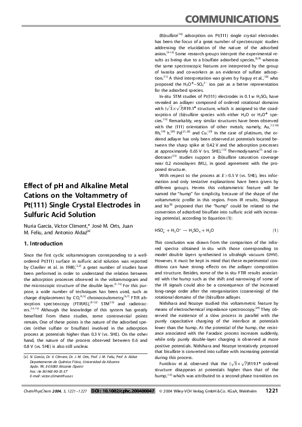 (PDF) Effect of pH and alkaline metal cations on the voltammetry of Pt ...