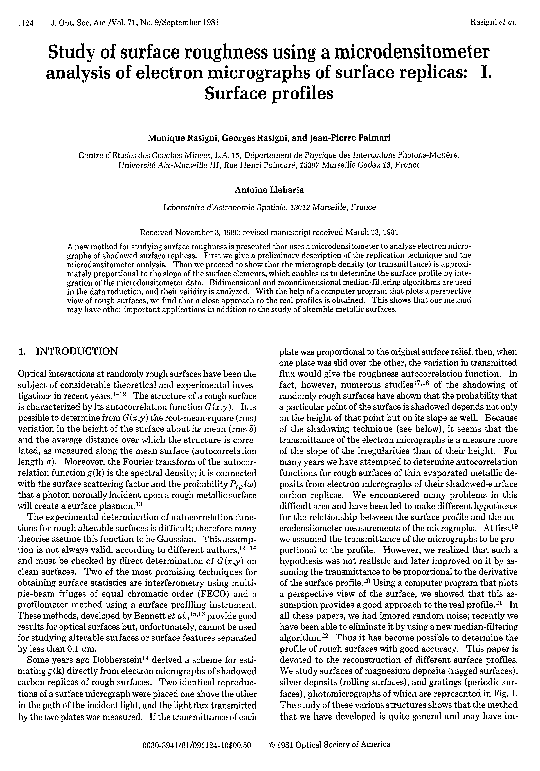 (PDF) Study of surface roughness using a microdensitometer analysis of ...