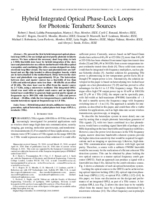 (PDF) Hybrid Integrated Optical Phase-Lock Loops for Photonic Terahertz ...