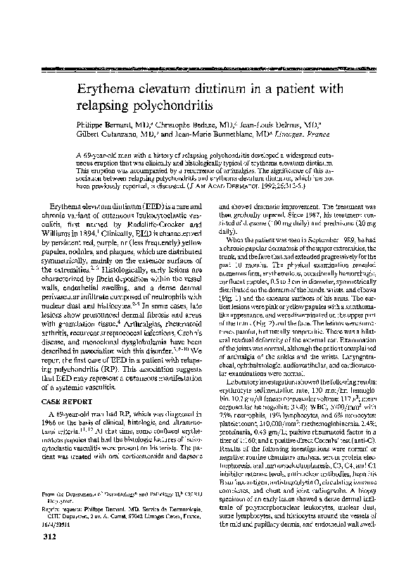 (PDF) Erythema elevatum diutinum in a patient with relapsing polychondritis