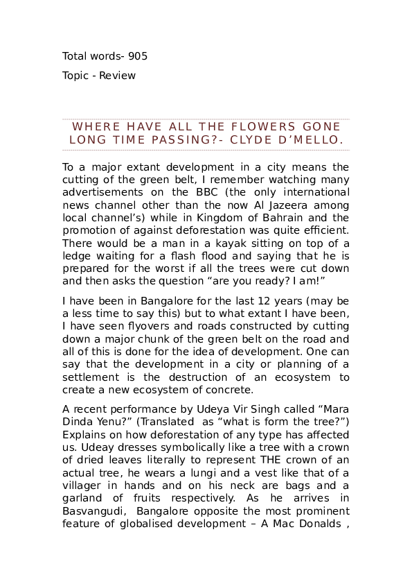(DOC) Where have all the flowers gone ? Clyde D’Mello Academia.edu