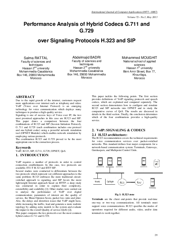 (PDF) Performance Analysis of Hybrid Codecs G. 711 and G. 729 over ...