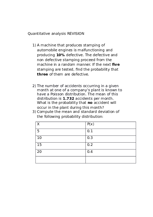 (DOC) Quantitative analysis REVISION Horn of Africa University