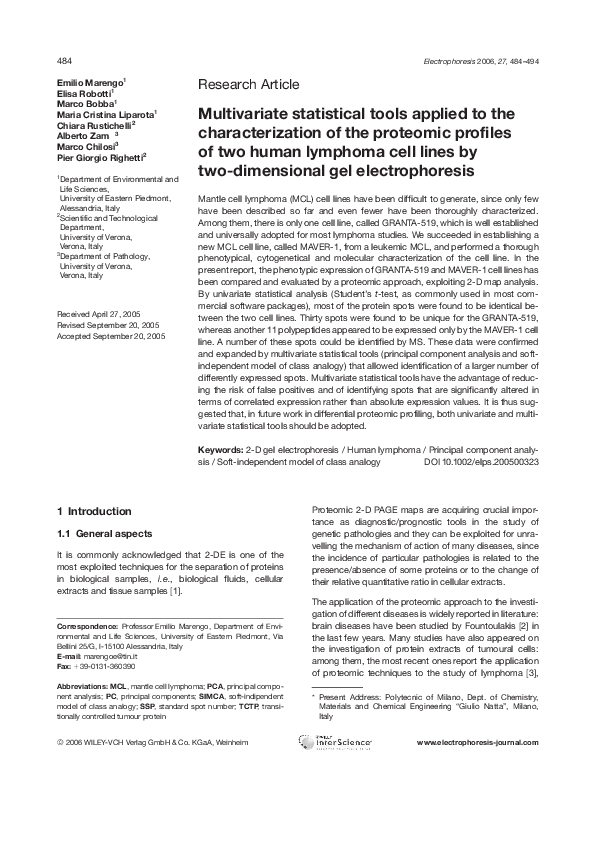 (PDF) Multivariate statistical tools applied to the characterization of