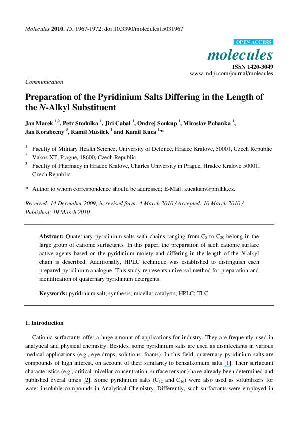 (PDF) Preparation of the pyridinium salts differing in the length of ...