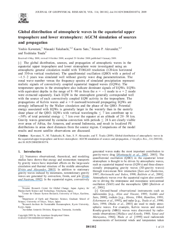 (PDF) Global distribution of atmospheric waves in the equatorial upper ...