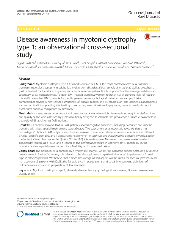  pdf disease awareness in myotonic dystrophy type 1 an observational