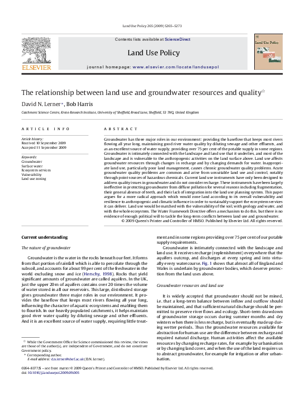 (PDF) The relationship between land use and groundwater resources and ...