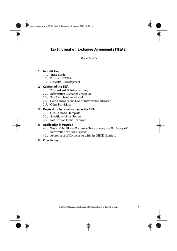 (PDF) Günther/Tüchler, Exchange of Information for Tax Purposes Tax ...