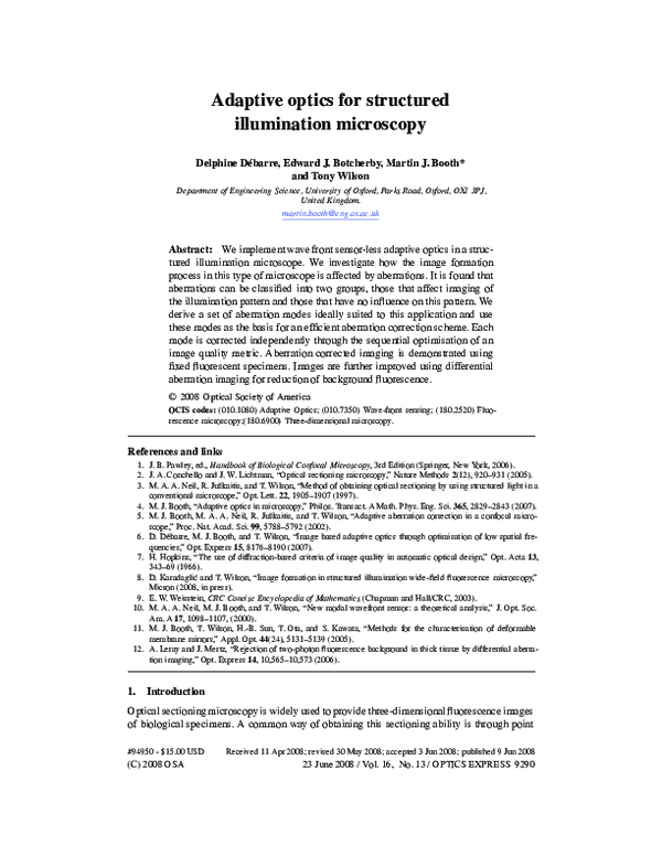 (PDF) Adaptive optics for structured illumination microscopy