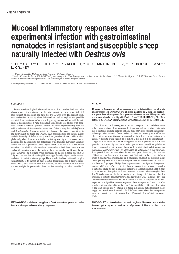 (PDF) Mucosal inflammatory responses after experimental infection with ...