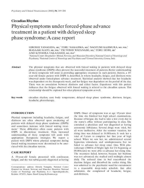 (PDF) Physical symptoms under forced-phase advance treatment in a ...