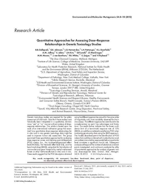 (PDF) Quantitative approaches for assessing dose-response relationships ...