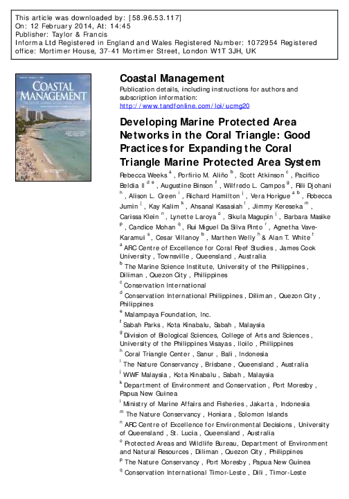 (PDF) Developing Marine Protected Area Networks in the Coral Triangle